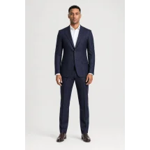 Costume Bleu Flanelle Rayures — porté face — sur mesure — Costume Privé Paris