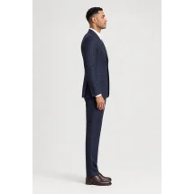 Costume Bleu Flanelle Rayures — vue profil porté