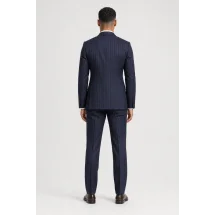 Costume Bleu Flanelle Rayures — vue de dos porté