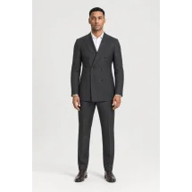Costume Gris Anthracite croisé — porté face — sur mesure — Costume Privé Paris