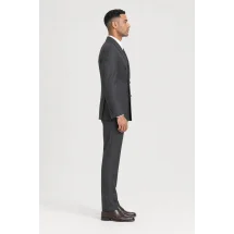 Costume Gris Anthracite croisé — vue profil porté