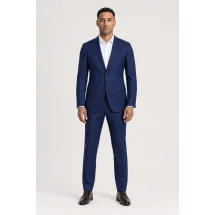 Costume Bleu intense faux-uni — porté face — sur mesure — Costume Privé Paris