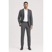 Costume Gris Prince de Galles foncé — porté décontracté veste ouverte