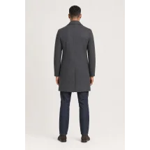 Manteau Caban Gris anthracite Laine & Cachemire — vue de dos porté
