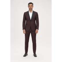 Smoking Bordeaux — porté face — sur mesure — Costume Privé Paris