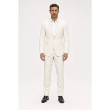 Smoking Blanc col châle — porté face — sur mesure — Costume Privé Paris