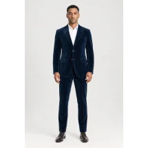 Blazer Bleu Velours — porté face — sur mesure — Costume Privé Paris