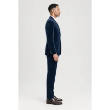 Blazer Bleu Velours — vue profil porté