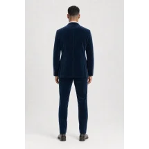 Blazer Bleu Velours — vue de dos porté