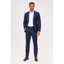Smoking Bleu intense col châle — porté décontracté veste ouverte