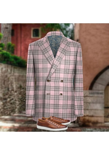 veste croisée rose carreaux gris été