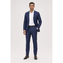 Smoking Bleu moyen — porté décontracté veste ouverte