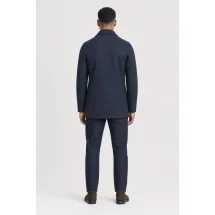 Manteau Caban Bleu Denim — vue de dos porté