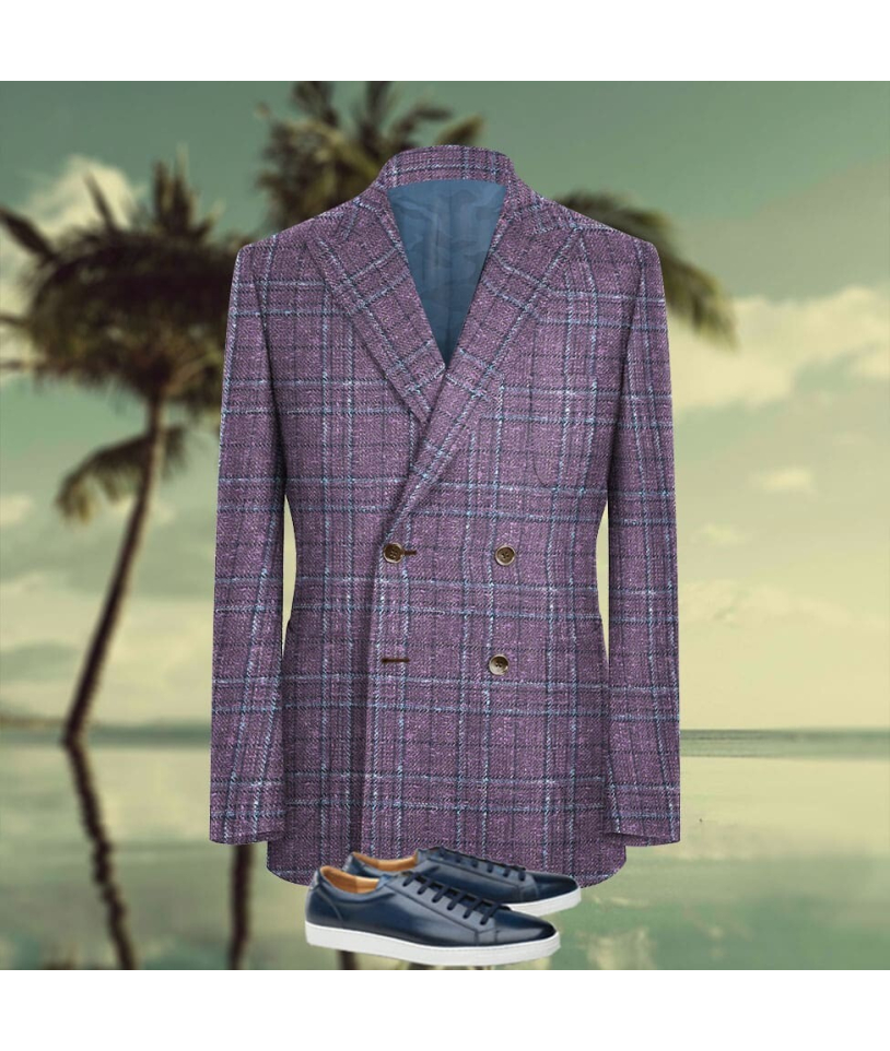 veste croisée violet carreaux été