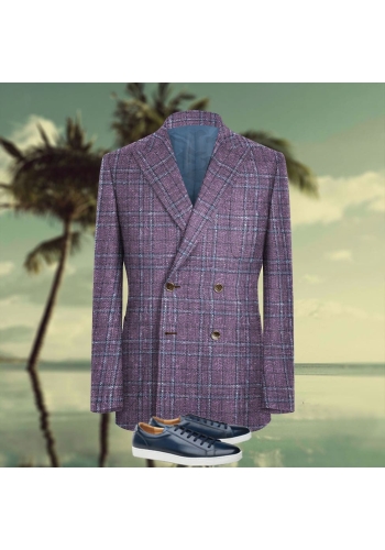 veste croisée violet carreaux été