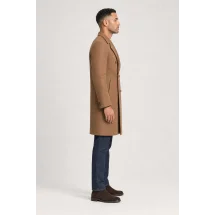 Manteau Caban Camel Laine & Cachemire — vue profil porté