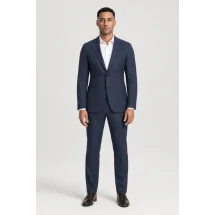 Blazer Bleu nuit natté laine & cachemire — porté face — sur mesure — Costume Privé Paris