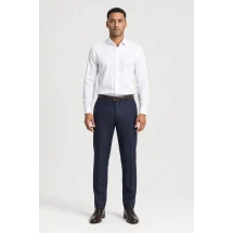 Pantalon Bleu nuit Flanelle — porté face — sur mesure — Costume Privé Paris