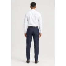 Pantalon Bleu nuit Flanelle — vue de dos porté