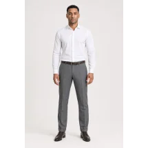 Pantalon Gris Moyen Flanelle — porté face — sur mesure — Costume Privé Paris