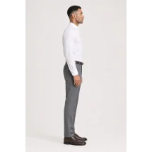 Pantalon Gris Moyen Flanelle — vue profil porté