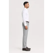 Pantalon Gris Clair Flanelle — vue profil porté