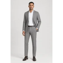 Costume Gris Prince de Galles clair — porté décontracté veste ouverte