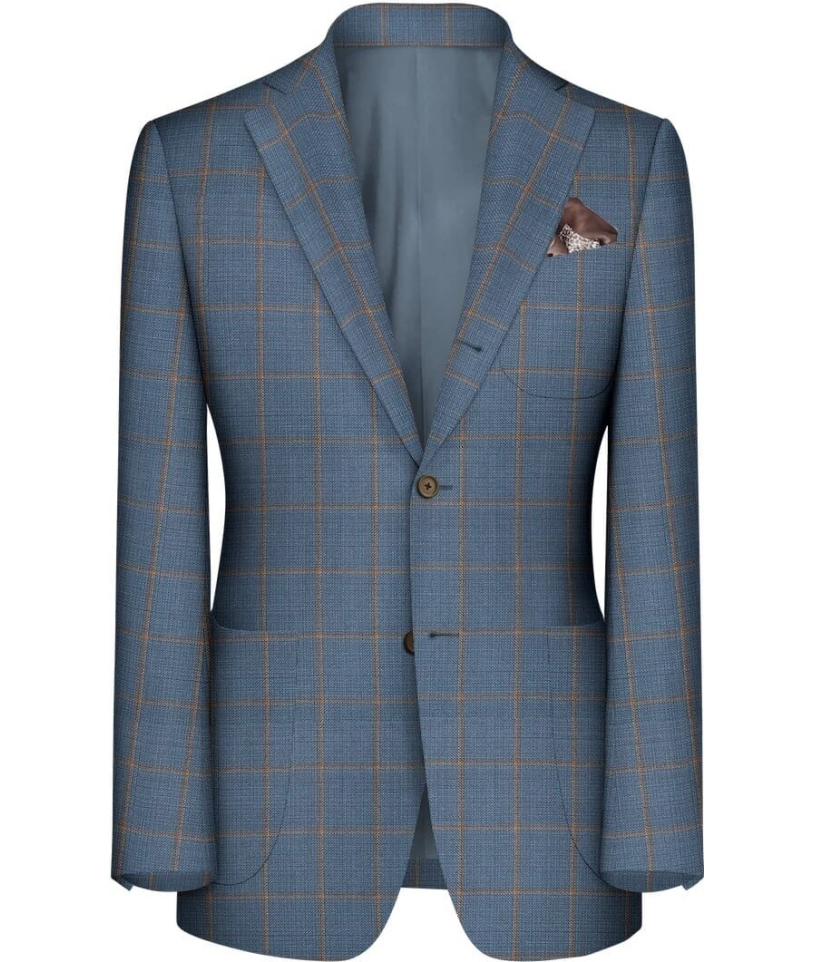 Veste bleu clair double carreaux marron