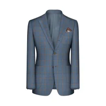 Veste bleu clair double carreaux marron | Costume Privé Paris