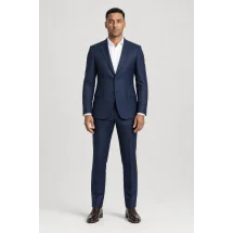 Costume Bleu Prince de Galles — porté face — sur mesure — Costume Privé Paris