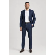 Costume Bleu Prince de Galles — porté décontracté veste ouverte