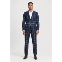 Blazer Bleu Carreaux — porté face — sur mesure — Costume Privé Paris