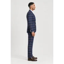Blazer Bleu Carreaux — vue profil porté