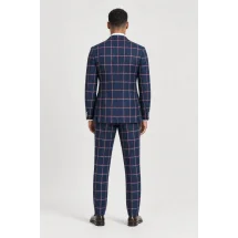 Blazer Bleu Carreaux — vue de dos porté