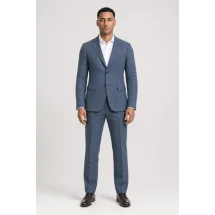 Blazer Bleu Gris Tweed casual — porté face — sur mesure — Costume Privé Paris