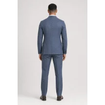 Blazer Bleu Gris Tweed casual — vue de dos porté