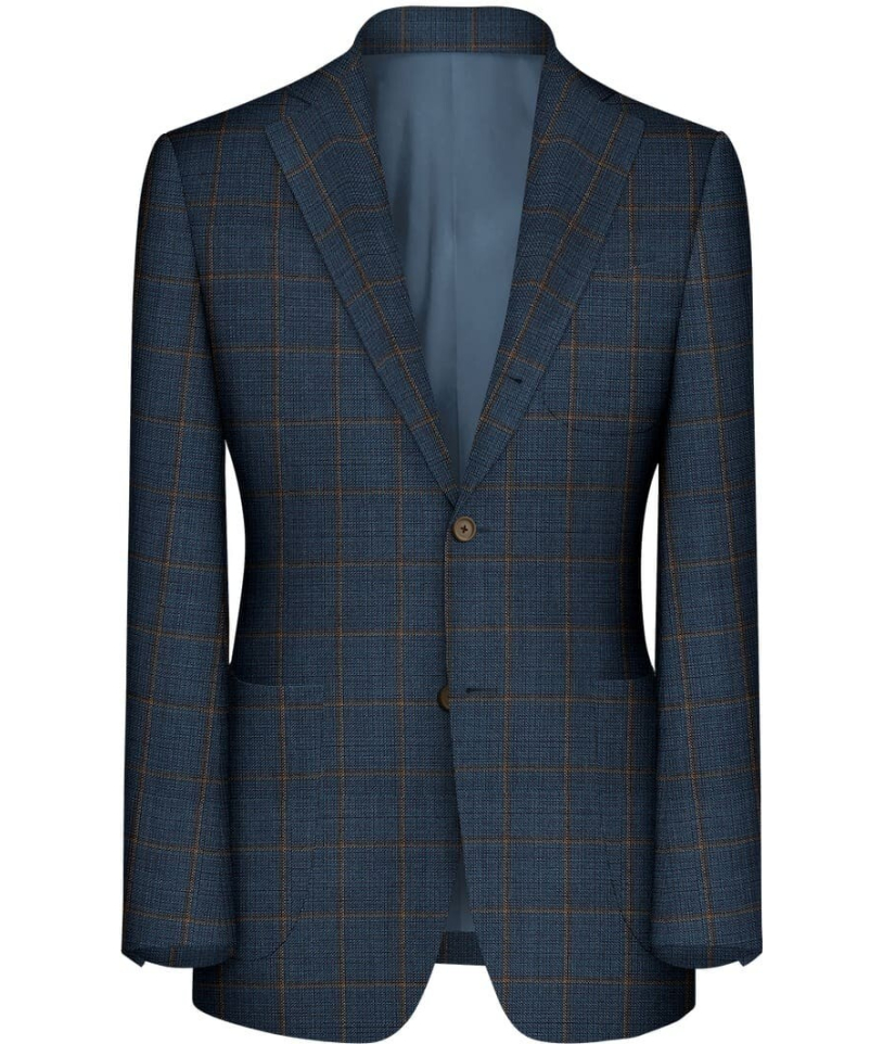 Veste bleu double carreaux marron