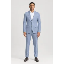 Blazer Bleu Clair Chevrons — porté face — sur mesure — Costume Privé Paris