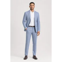 Blazer Bleu Clair Chevrons — porté décontracté veste ouverte