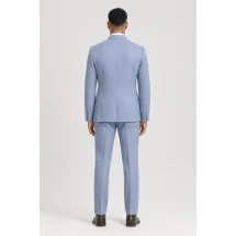 Blazer Bleu Clair Chevrons — vue de dos porté
