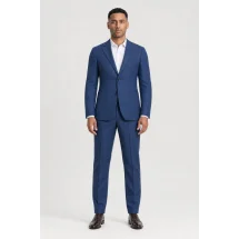 Blazer Bleu natté — porté face — sur mesure — Costume Privé Paris
