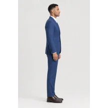 Blazer Bleu natté — vue profil porté