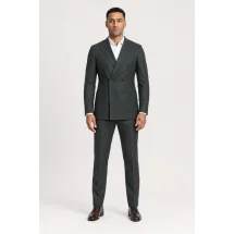 Costume Vert Flanelle — porté face — sur mesure — Costume Privé Paris