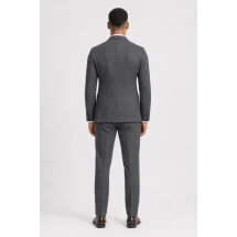 Blazer Gris Bouclé — vue de dos porté