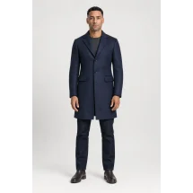 Manteau Bleu Nuit — porté face — sur mesure — Costume Privé Paris