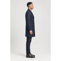 Manteau Bleu Nuit — vue profil porté