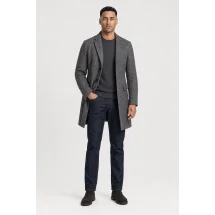 Manteau Gris Anthracite — porté veste partiellement ouverte