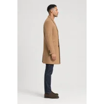 Manteau Camel Cachemire — vue profil porté