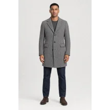 Manteau Gris — porté face — sur mesure — Costume Privé Paris