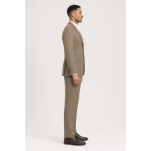 Blazer Marron Tweed — vue profil porté